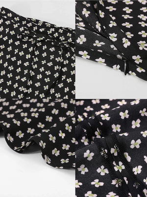 Black Printed Flowy Midi Skirt