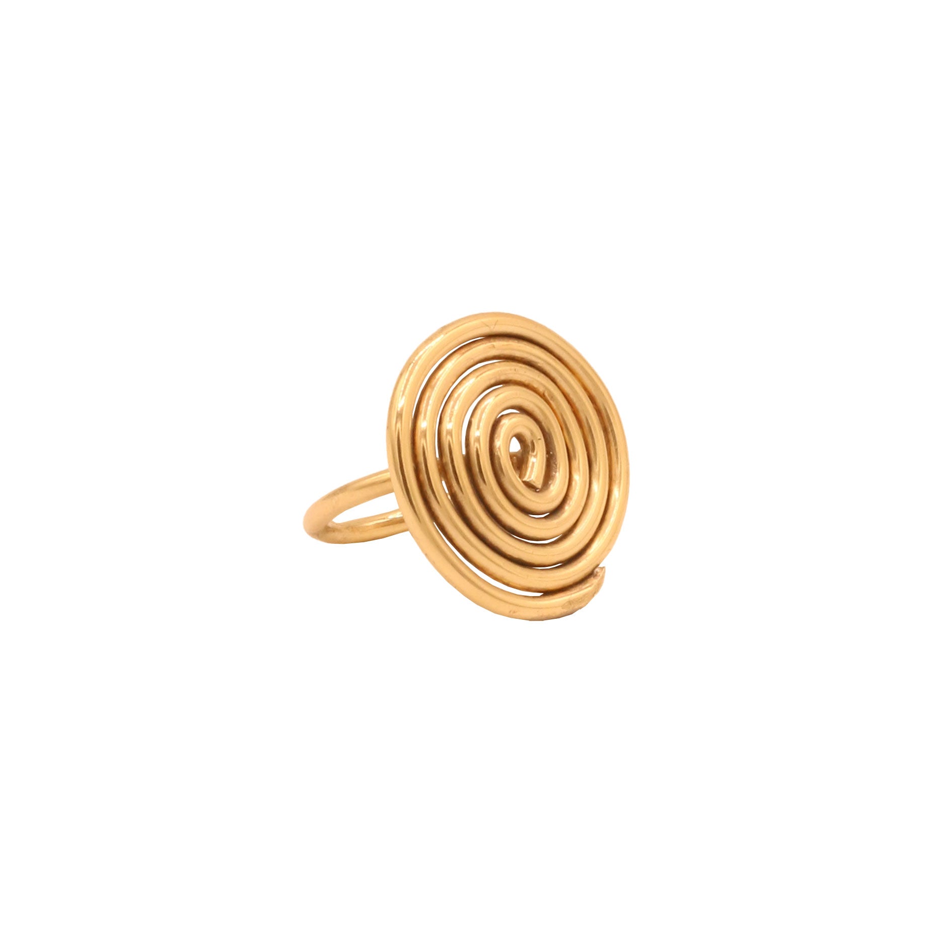 Brass spiral statement ring