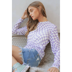 Checkerboard Printed Mesh Top