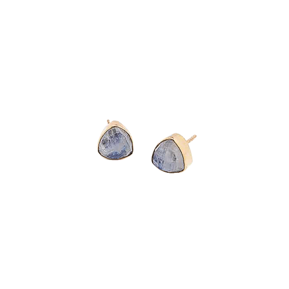 Rainbow Moonstone Triangle Studs