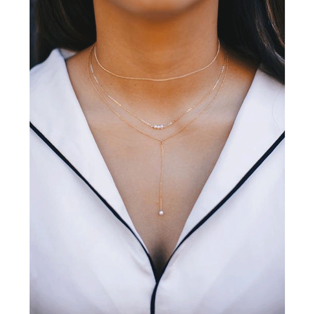 Dainty Pearl Lariat Necklace