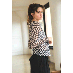Checkerboard Printed Mesh Top