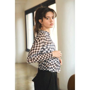 Checkerboard Printed Mesh Top
