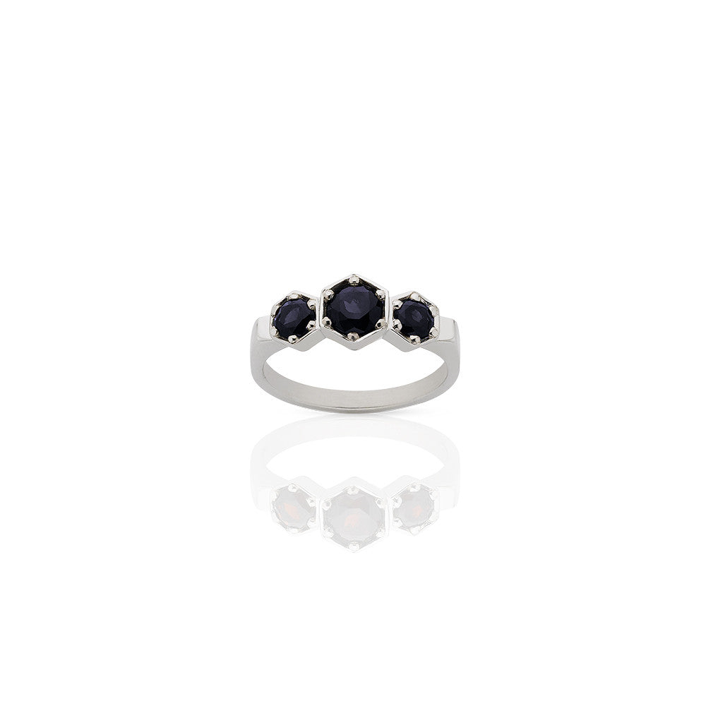 Midnight Sapphire and Sterling Silver Ring