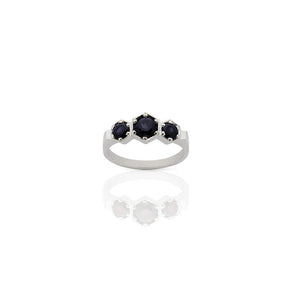 Midnight Sapphire and Sterling Silver Ring