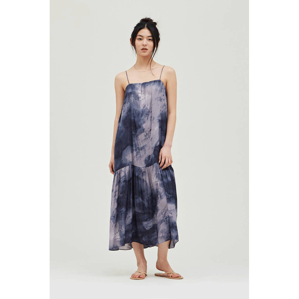 Tie Dye Satin Maxi Dress
