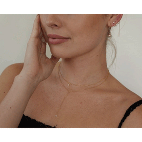 Dainty Pearl Lariat Necklace