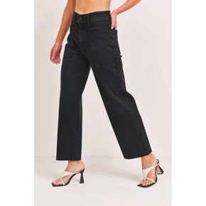 High Rise Utility Wide Leg Jeans