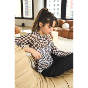 Checkerboard Printed Mesh Top