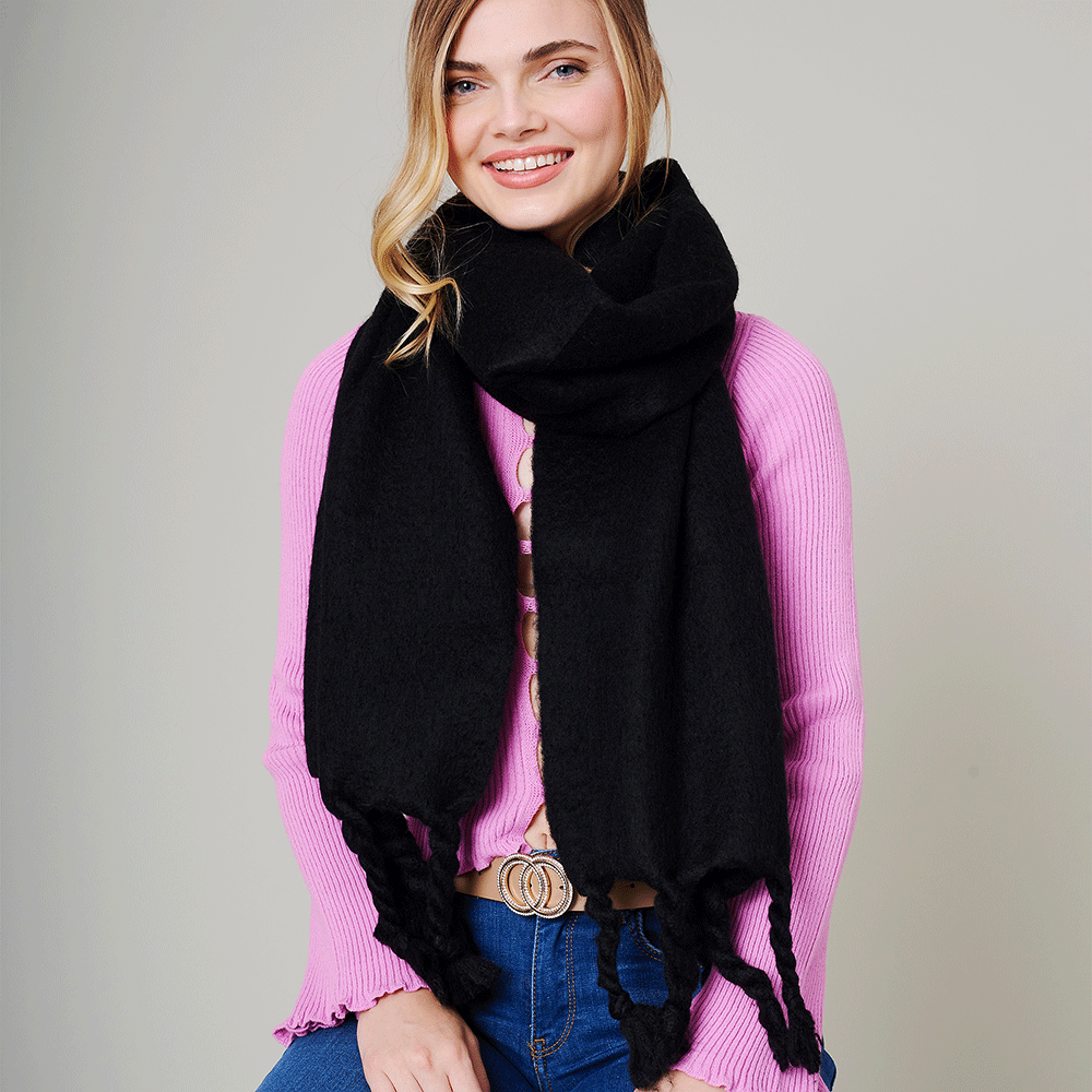Black Fringe Scarf