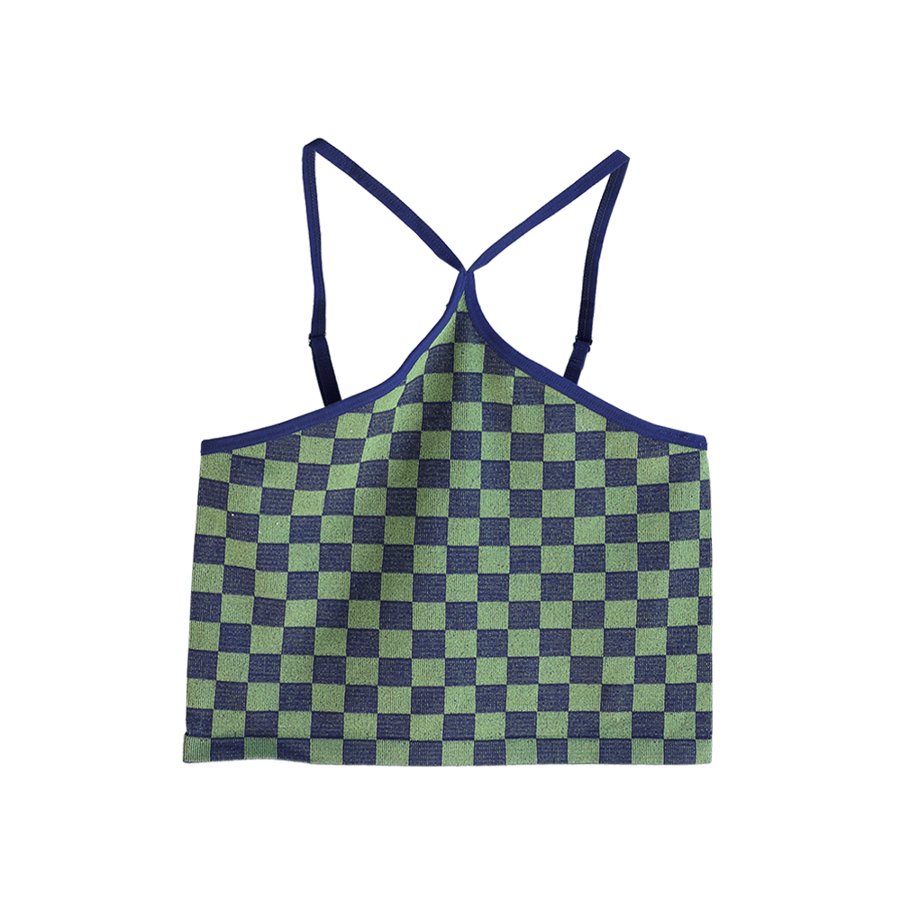Checkerboard Halter Neck Crop Top