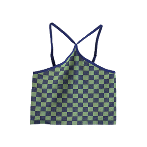 Checkerboard Halter Neck Crop Top