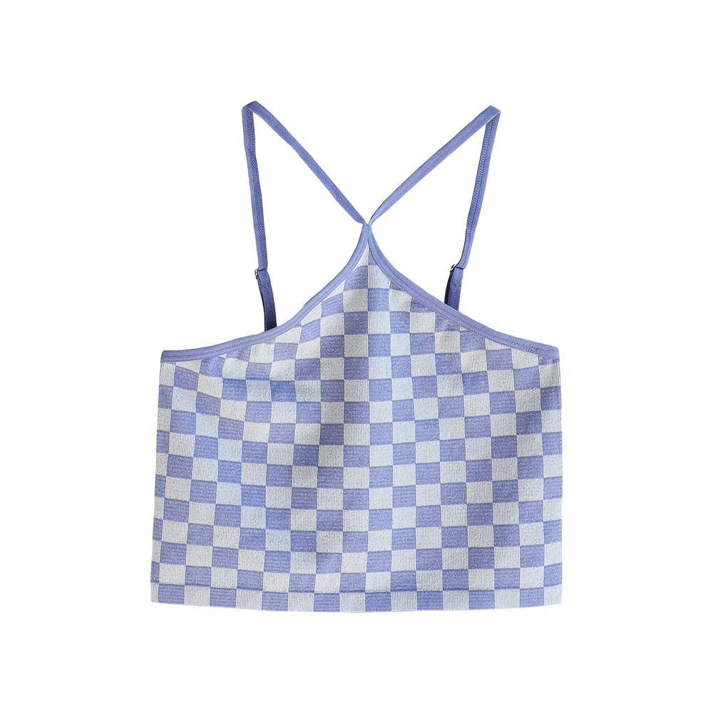 Checkerboard Halter Neck Crop Top