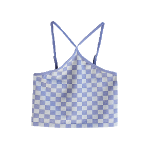 Checkerboard Halter Neck Crop Top