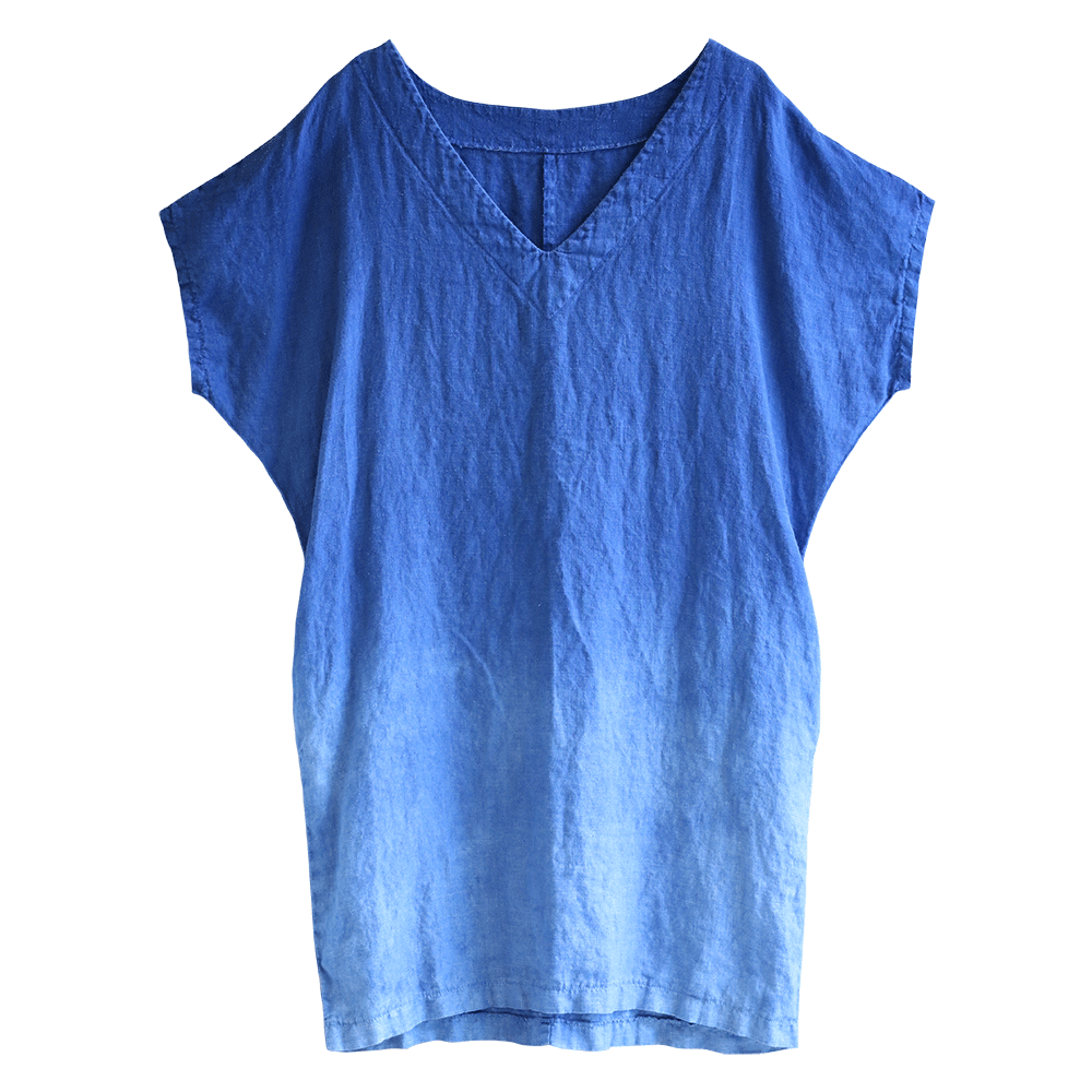 Blue Ombre Linen Dress