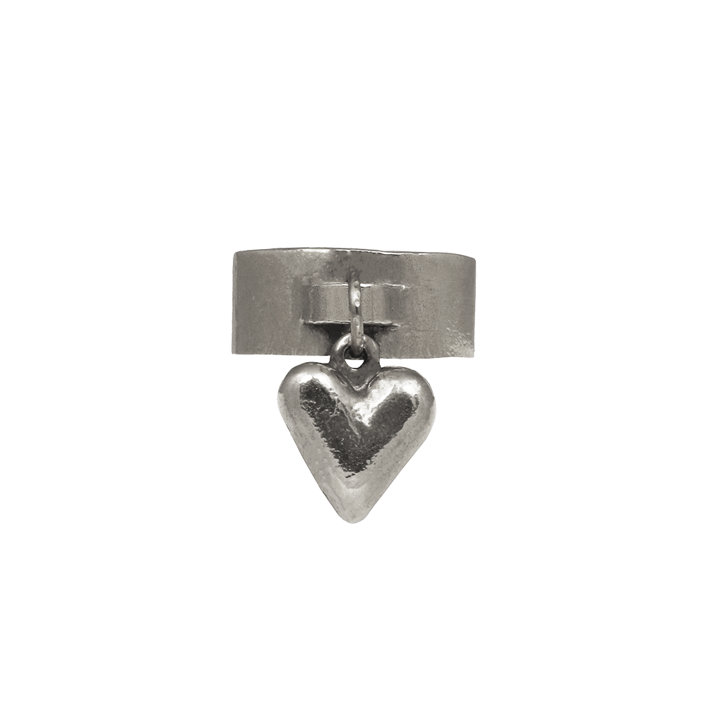 Silver Heart Charm Ring