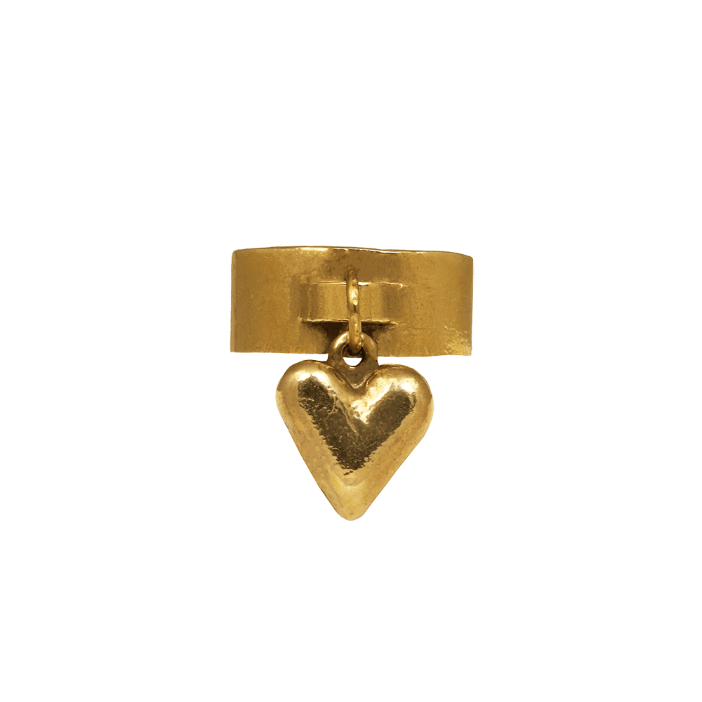 Brass Heart Charm Ring