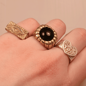 Brass Morella Ring with Onyx