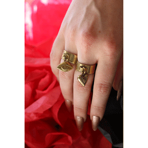 Brass Heart Charm Ring