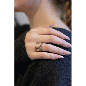 Brass Morella Ring with Rhodonite
