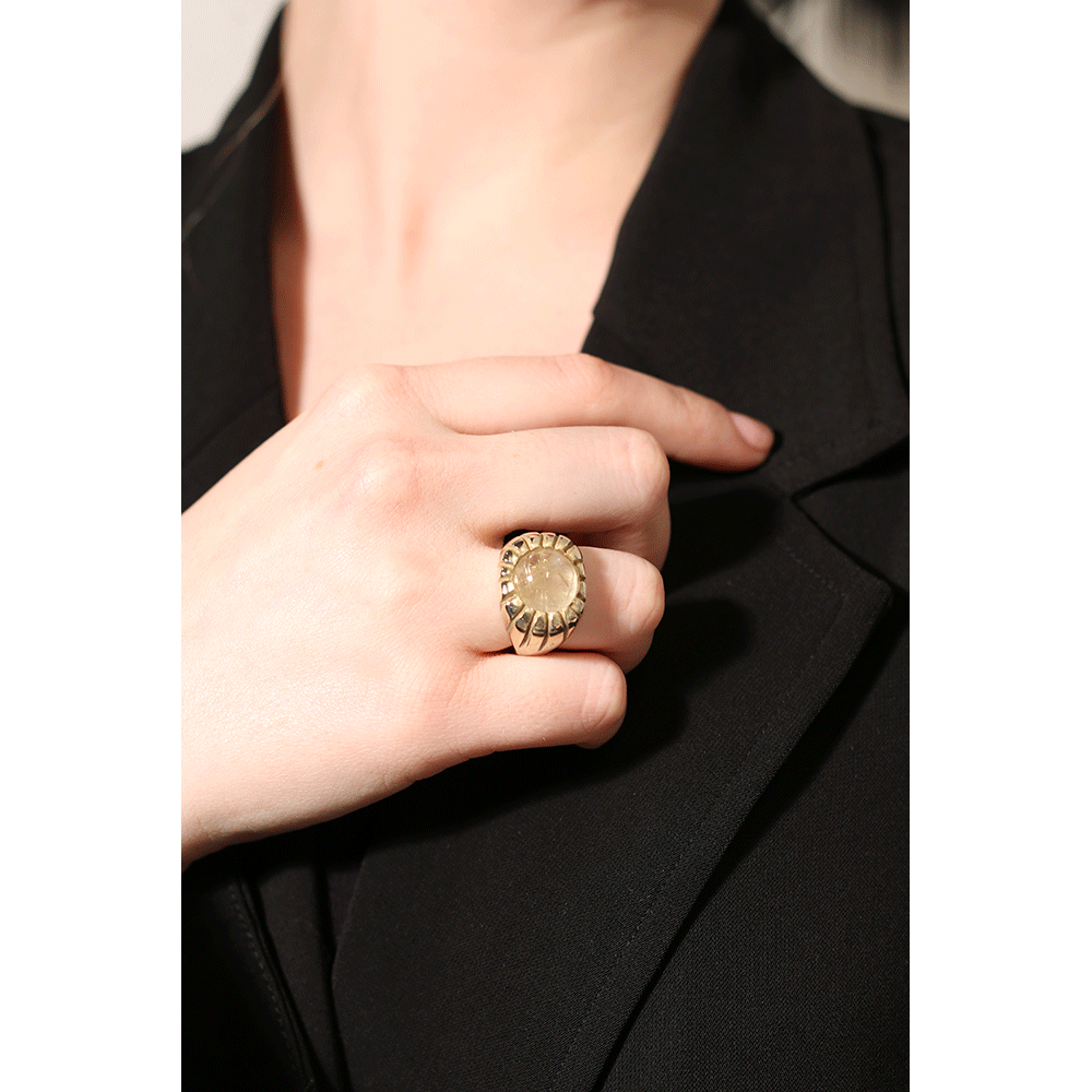 Brass Morella Ring with Gold Tourmaline