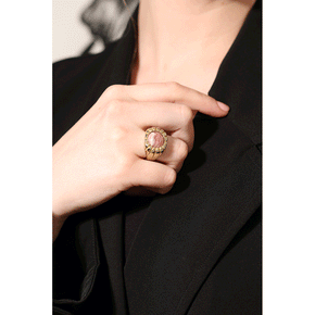 Brass Morella Ring with Rhodonite