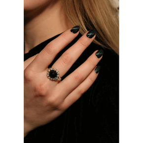 La Fleur Onyx Ring in Silver