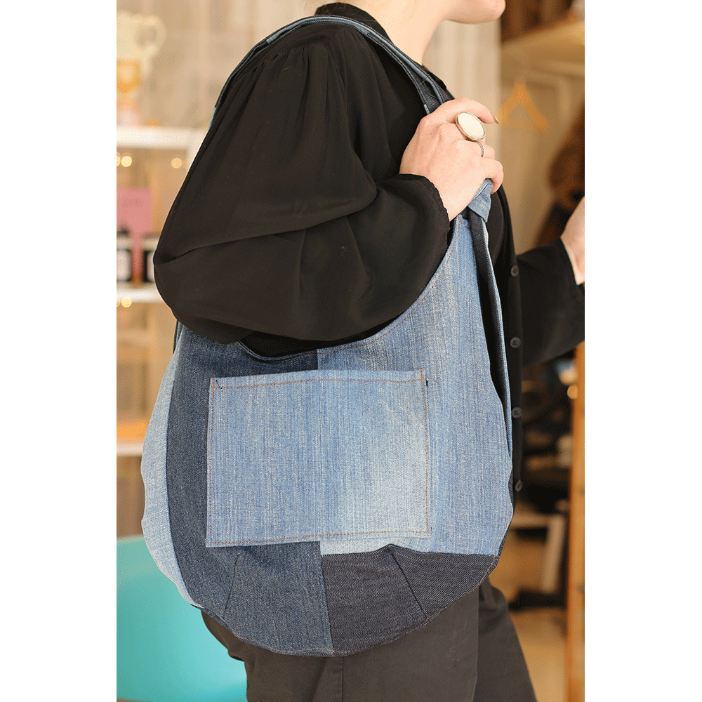 Denim Cutline Bardot Bag