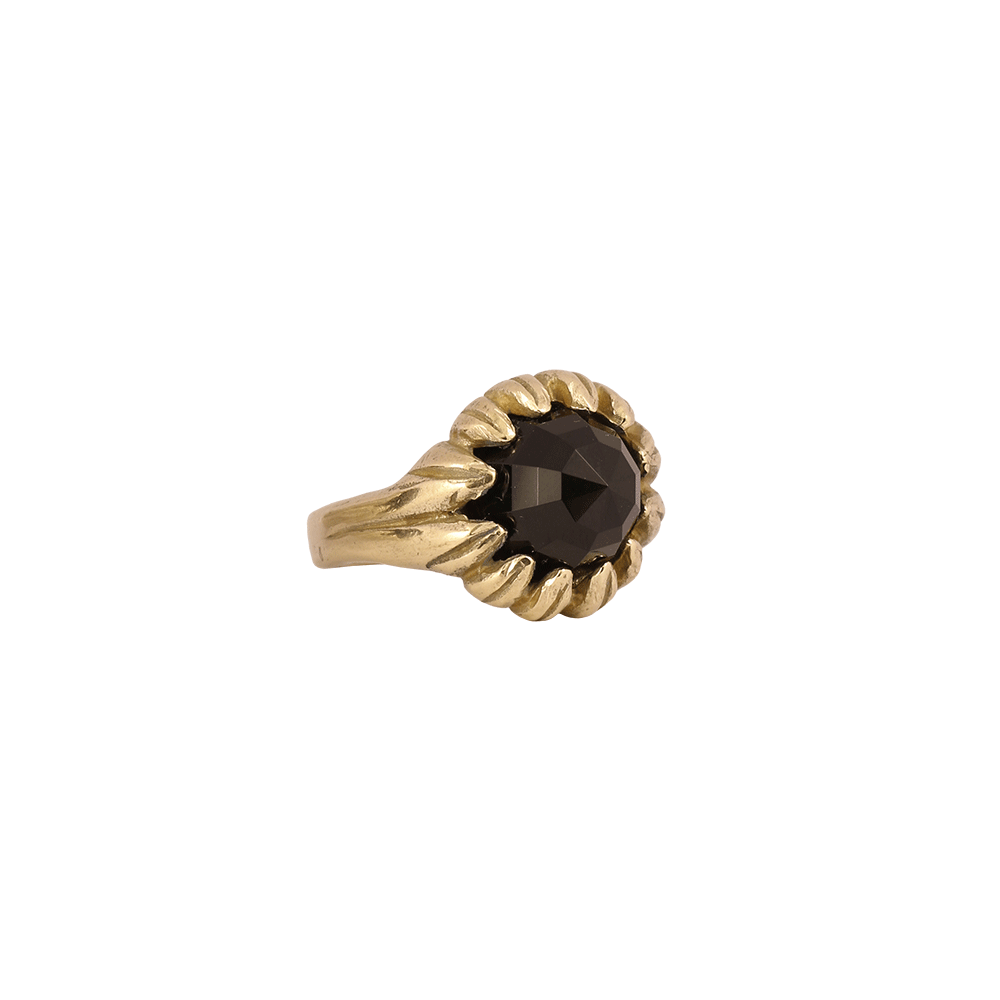 La Fleur Onyx Ring in Brass