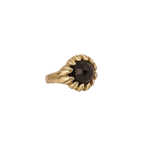 La Fleur Onyx Ring in Brass