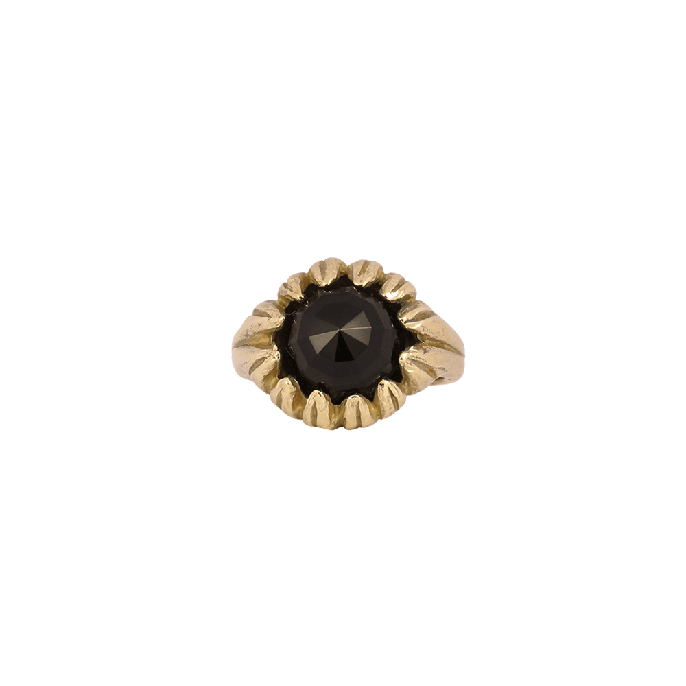 La Fleur Onyx Ring in Brass