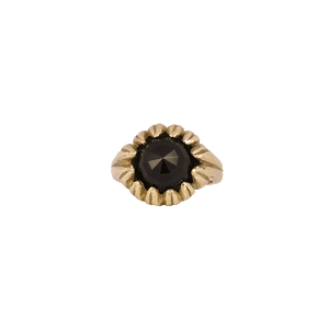 La Fleur Onyx Ring in Brass