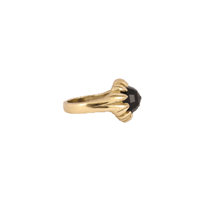 La Fleur Onyx Ring in Brass