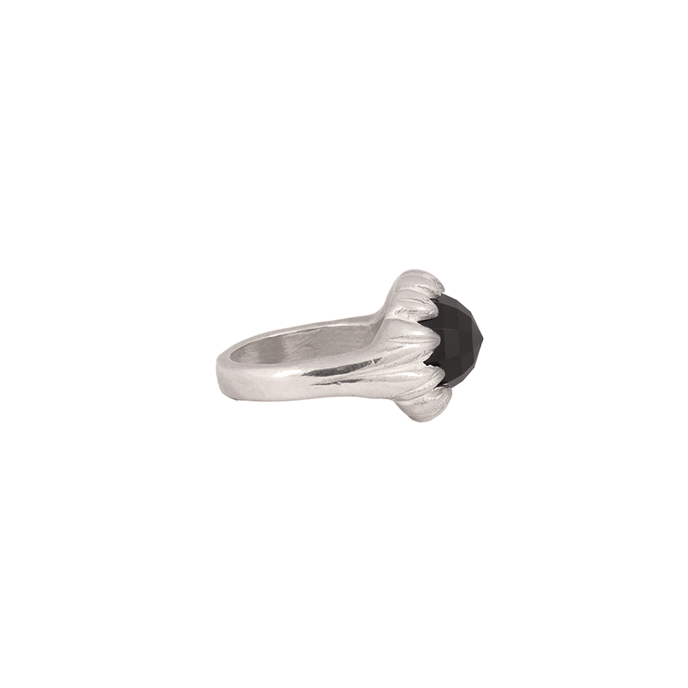 La Fleur Onyx Ring in Silver