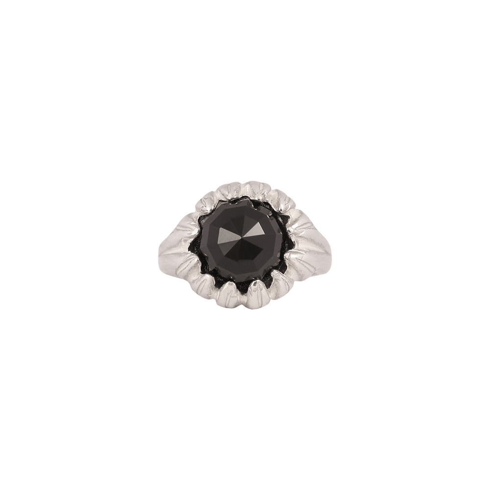 La Fleur Onyx Ring in Silver