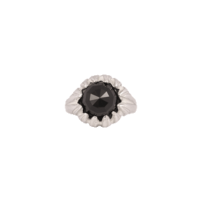 La Fleur Onyx Ring in Silver