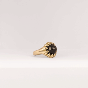 La Fleur Onyx Ring in Brass