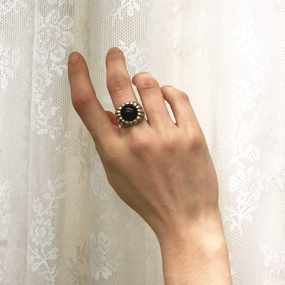 Brass Morella Ring with Onyx