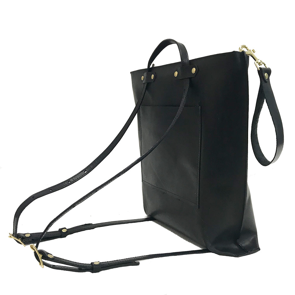 Low Profile Convertible Backpack in Noir Line Label