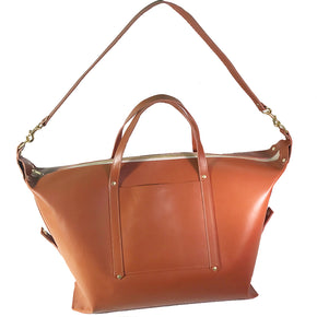 Leather Weekender Travel Carry-On Tote Bag with Shoulder Strap