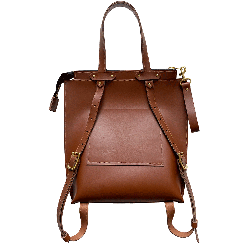 convertible backpack tote leather Low Profile Convertible Backpack in Cognac Gold Hardware