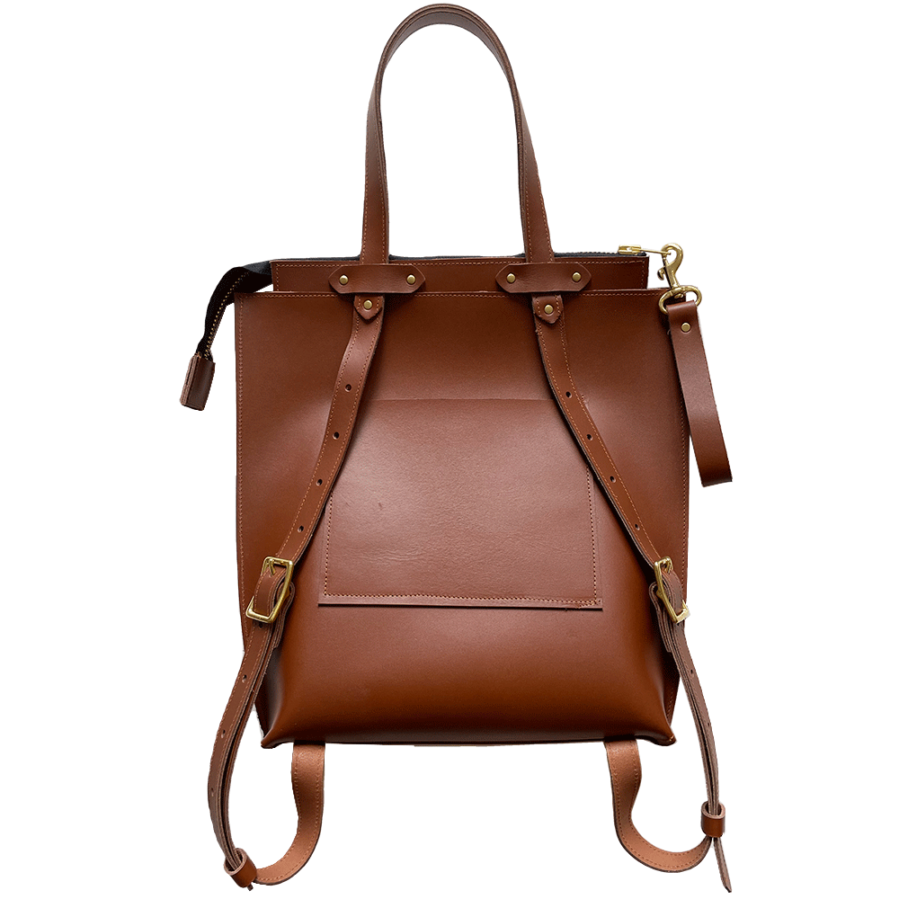 Low Profile Convertible Backpack in Cognac