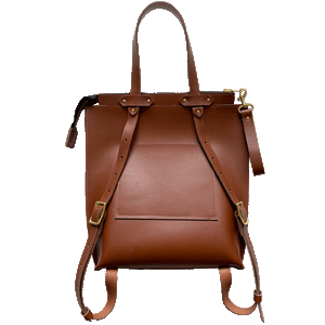 Low Profile Convertible Backpack in Cognac
