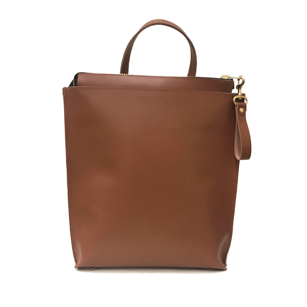 Low Profile Convertible Backpack in Cognac