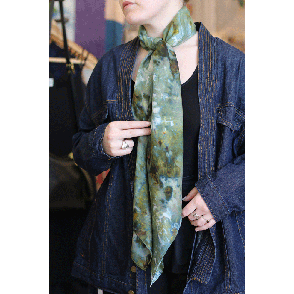 Buy Green Tie and Dye Silk Scarf Online at