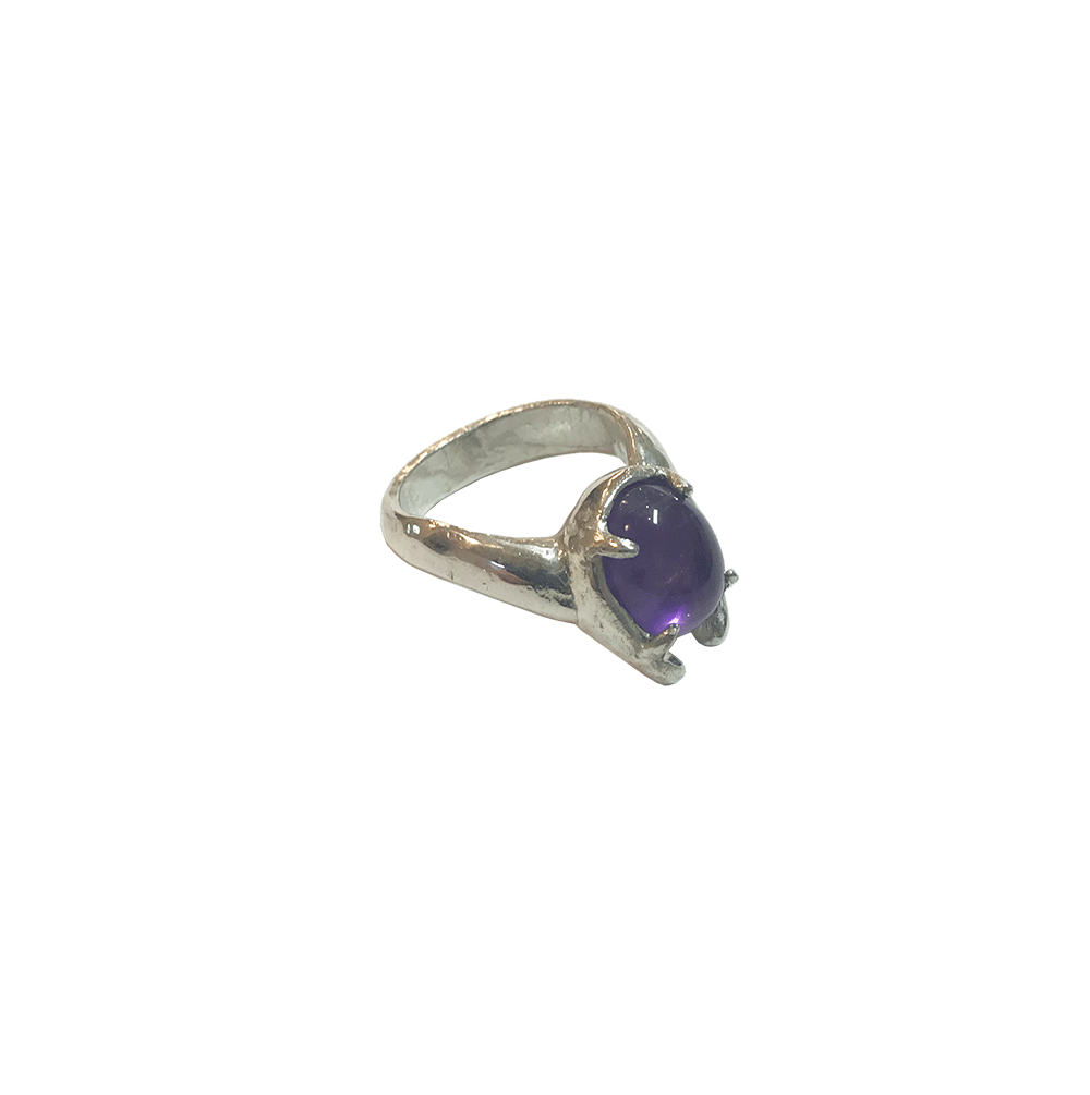 Sterling Silver Amethyst Statement Ring Made in Brooklyn Line & Label 
