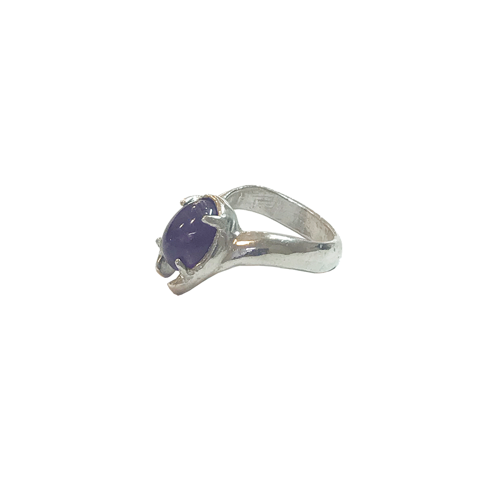 Sterling Silver Amethyst Statement Ring Made in Brooklyn Line & Label 