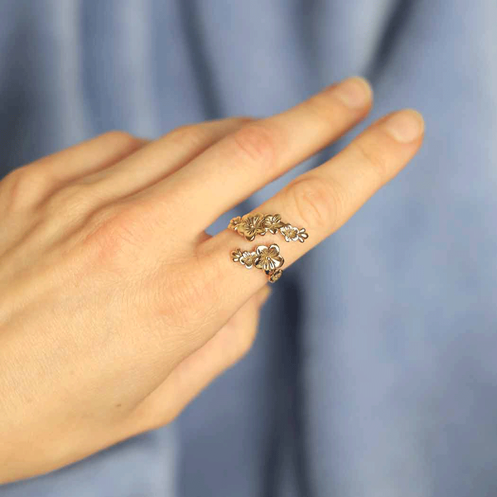 Cherry Blossom Ring, Flower Ring, Adjustable Ring, Stackable Ring