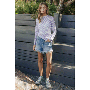 Checkerboard Printed Mesh Top