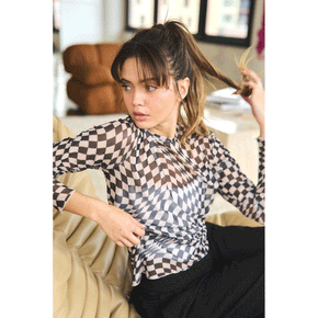 Checkerboard Printed Mesh Top